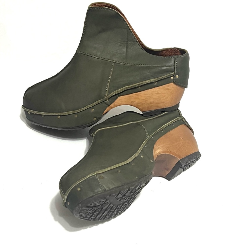 Sergio Tomani Leather Clogs Florida Verde Size 37(6.5) - Picture 13 of 14